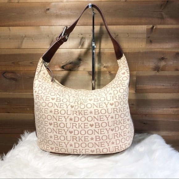 Dooney & Bourke Signature Cream Canvas Hobo Bag - Picture 2 of 16